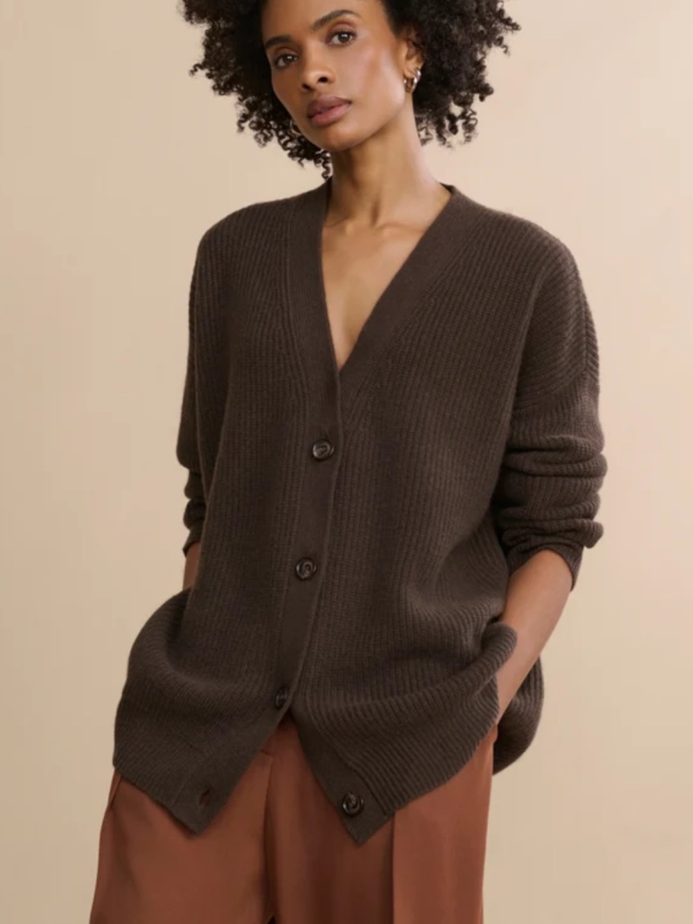 Jenni Kayne Cashmere Cocoon Cardigan Chocolate Brown Sz Small
